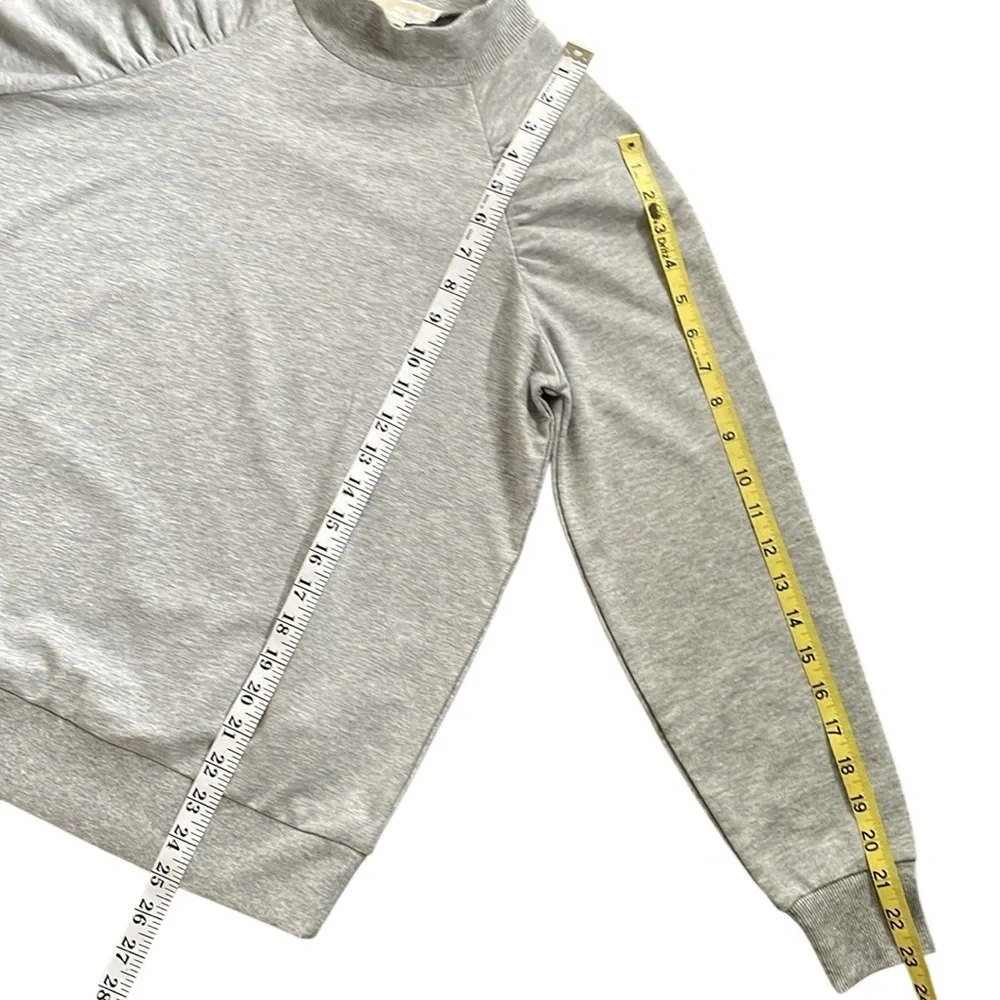 Michael Michael Kors Pearl Heather Ruched Shoulders Lightweight Sweatshirt S NWT